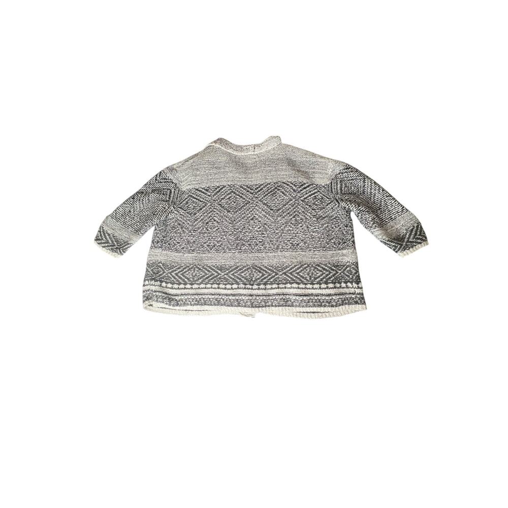 J.Jill size 3X cardigan, black/gray/cream pockets 3/4 Boho fringe open front - Picture 3 of 8